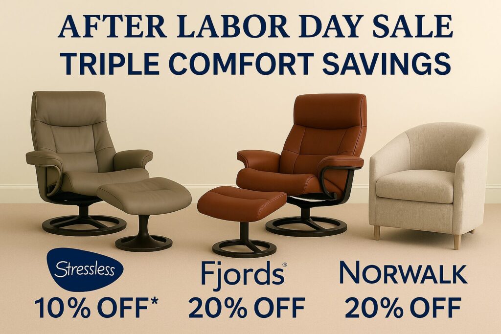 Harrison Triple Comfort Sale - Fjords Stressless and Norwalk Furniture