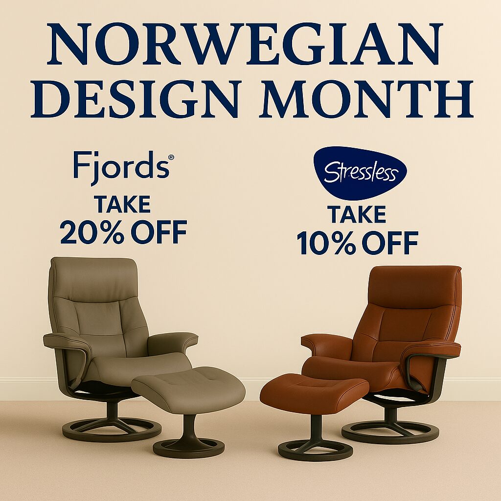 Fjords and Stressless Leather Recliners on sale at Harrison's Design + Furniture
