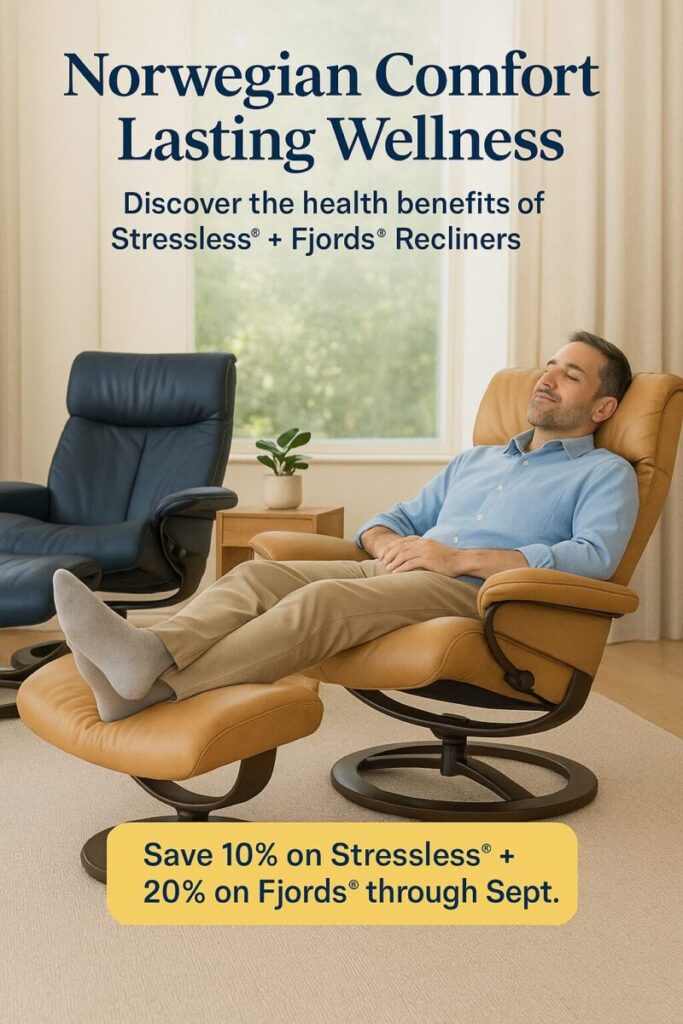 Health Benefits of Norwegian Recliners: Comfort + Wellness
